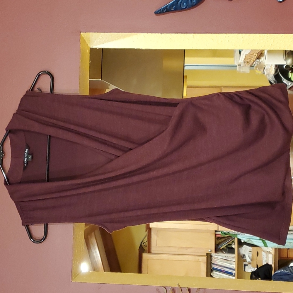 41 Hawthorne Stitch Fix knit faux wrap top, burgundy, M, NWOT